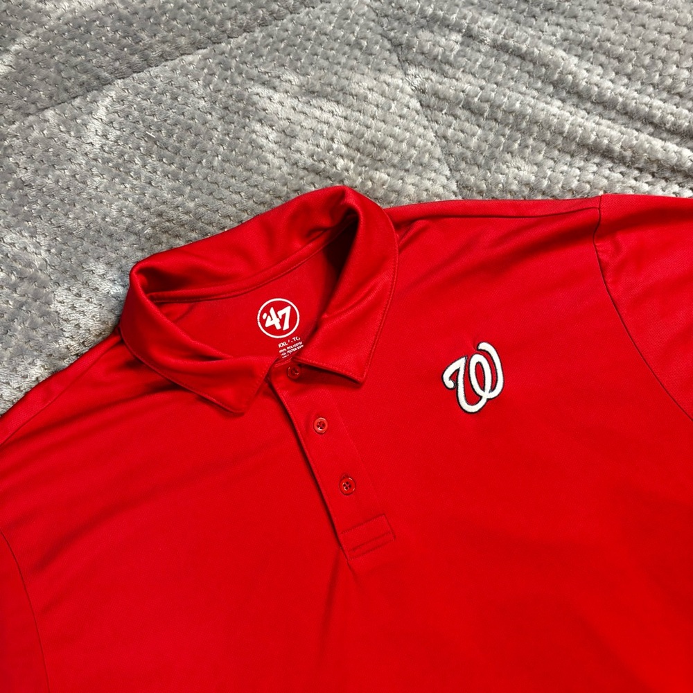 Majestic Red Polo Shirt with Washington Nationals Embroidered Logo